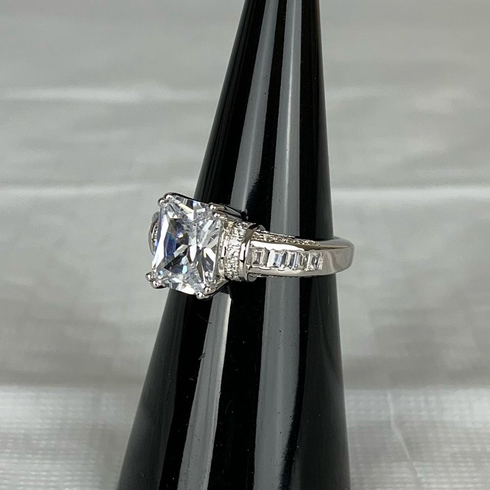 Sterling Silver Radiant Cut CZ Ring - Picture 2 of 6